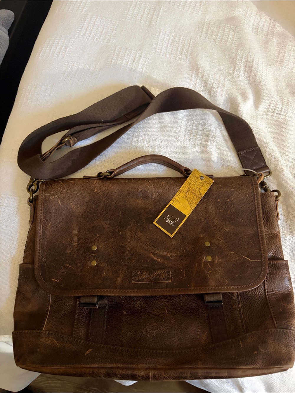 Patricia Nash Vintage-Style Brown Leather Messenger Bag - Men or Women’s NWT
